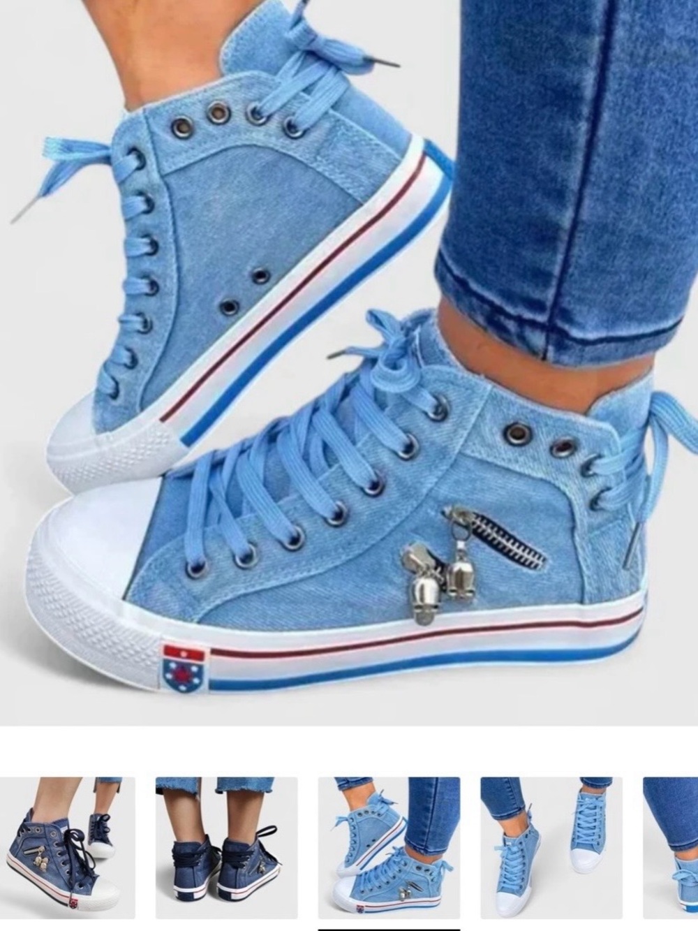 Women's Light Blue High-Top Canvas Sneakers Brand new size 11